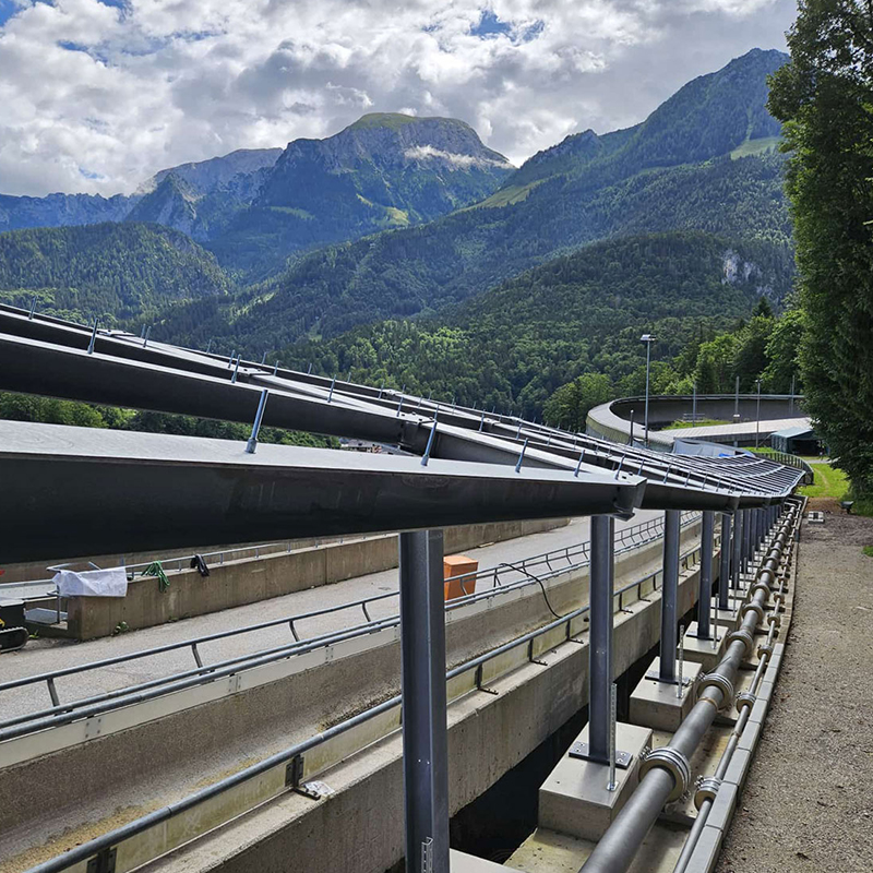 Stahlkonstruktion der traditionsreichen Kunsteisbahn Königssee
