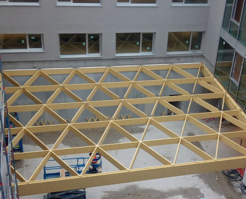 Ansicht auf die Konstruktionslösung im Bürogebäude Valley One24 in Stuttgart