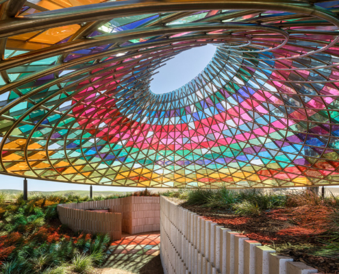 Blick in den Vertical Panorama Pavilion des Donum Estate in Kalifornien, USA