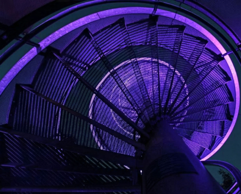 Die Treppenkonstruktion des Hessentagsturms in Dietzenbach